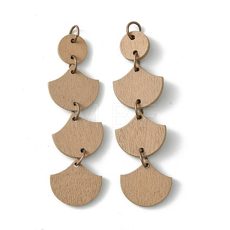 Flat Round & Fan Poplar Wood Big Pendants WOOD-G019-03A-1