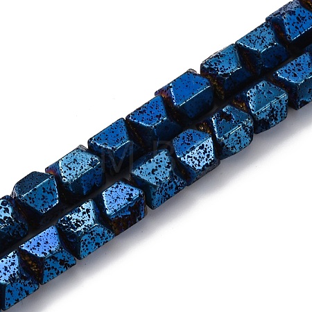 Electroplated Natural Lava Rock Beads Strands G-A256-D01-01C-1