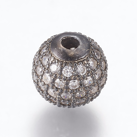 Brass Micro Pave Cubic Zirconia Beads ZIRC-E134-10mm-04B-1