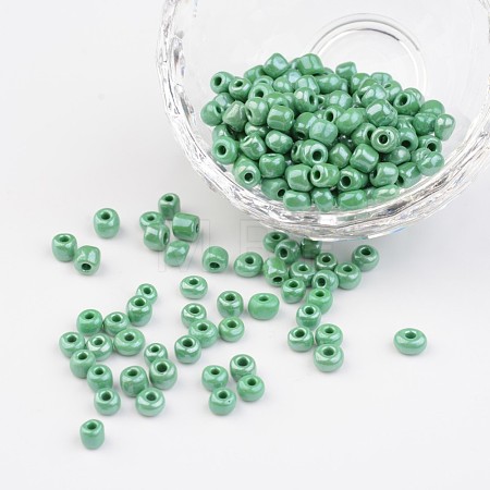 6/0 Opaque Colors Lustered Round Glass Seed Beads X-SEED-A012-4mm-127-1
