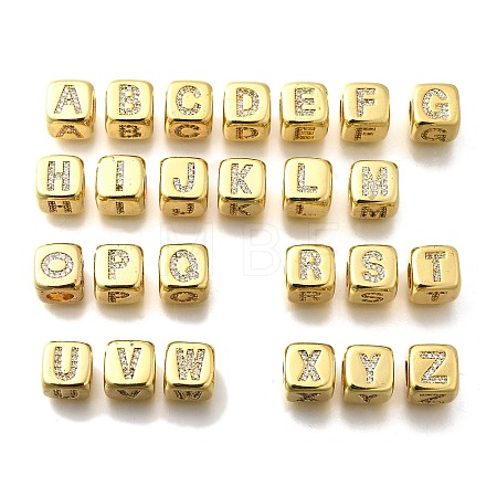 Brass Micro Pave Cubic Zirconia European Beads KK-R218-01G-1