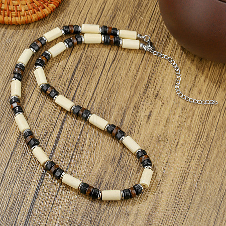 Bohemian Coconut & Wood & Alloy Heishi Beaded Necklaces for Men WGF984F-02-1