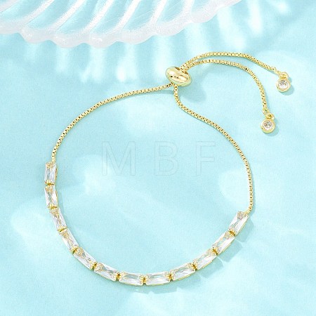 Rectangle Brass Micro Pave Cubic Zirconia Slider Bracelets KK-A305-02G-01-1