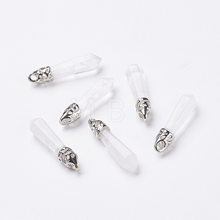 Natural Quartz Crystal Pointed Pendants X-G-P309-06-1