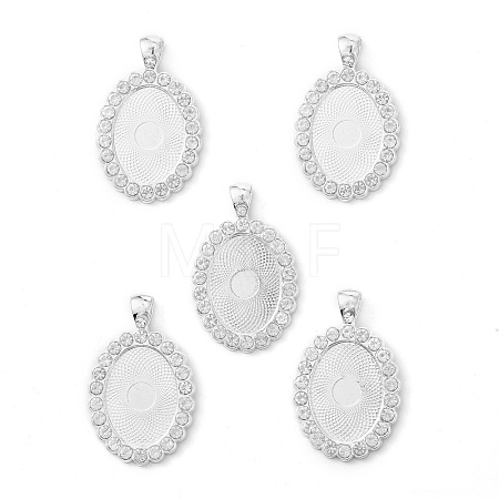 Oval Alloy Rhinestone Pendant Cabochon Settings ALRI-T354-01S-1