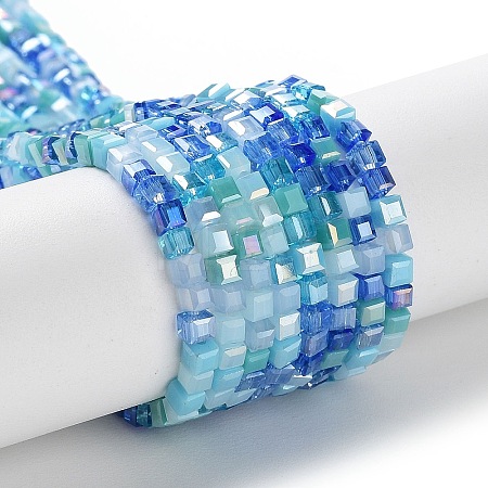 Gradient Color Electroplate Glass Bead Strands GLAA-E042-05-B07-1