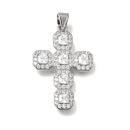 Brass Micro Pave Clear Cubic Zirconia Pendants CU-CBA9883-05A-P-1