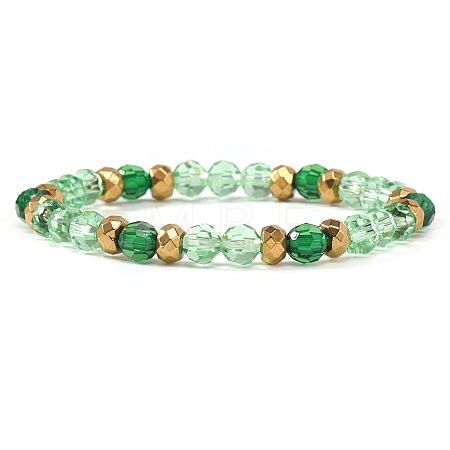 Glass & Brass Beads Stretch Bracelets for Women BK9964-6-1