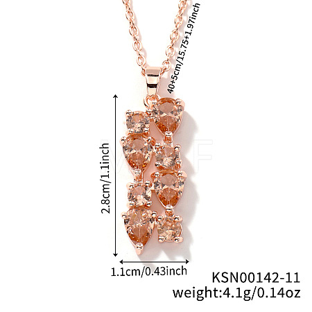 Brass Cubic Zirconia Long Tassel Pendant Necklaces for Fashionable Statement Style DV3387-11-1