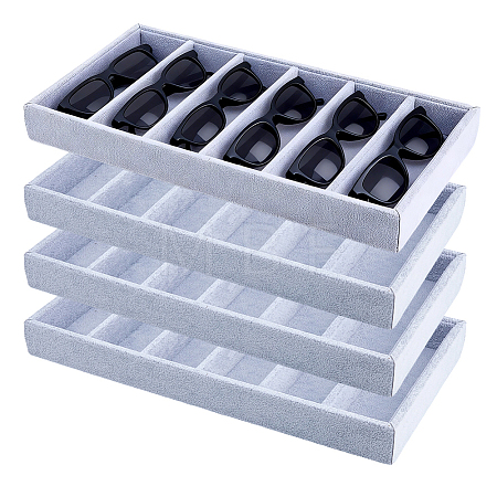6 Grids Rectangle MDF Covered with Velvet Glasses Organizer Trays CON-WH0110-318A-1