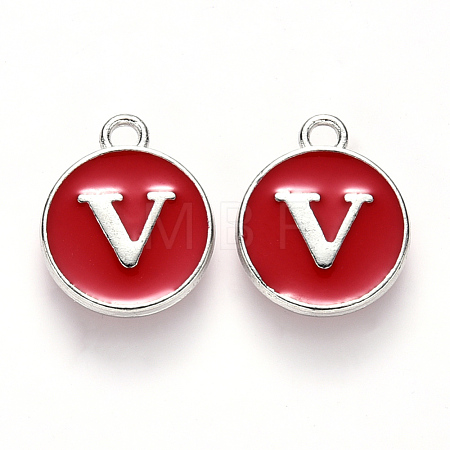 Platinum Plated Alloy Enamel Charms X-ENAM-S118-03V-P-1