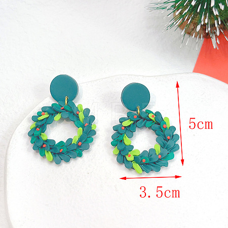 Christmas Polymer Clay & Brass Dangle Stud Earrings FS-WGF7104-06-1