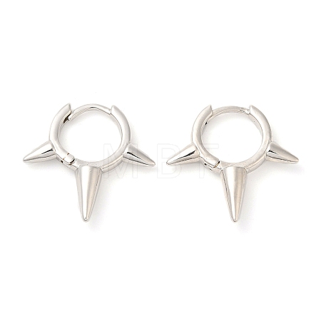 Rack Plating Brass Spike Hoop Earrings for Women EJEW-D059-19P-1