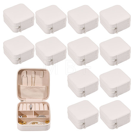 12Pcs Square Imitation Leather with Velvet Jewelry Storage Zipper Cases for Bracelets CON-GL0001-07-1