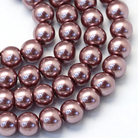 Baking Paint Pearlized Glass Pearl Round Bead Strands X-HY-Q003-4mm-58-1