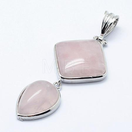 Natural Rose Quartz Big Pendants G-L468-09-1