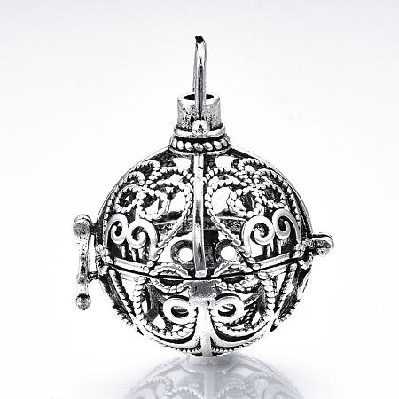 Rack Plating Brass Cage Pendants KK-Q402-01AS-1