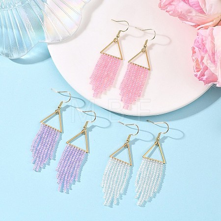 3 Pairs 3 Colors Glass Beaded Dangle Earrings EJEW-MZ00749-1