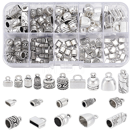 100Pcs 10 Style Tibetan Style Alloy Cord Ends TIBEP-PH0001-50-1