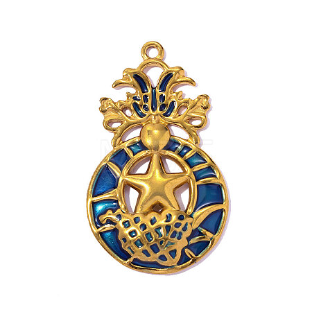 304 Stainless Steel Enamel Pendants STAS-OY010-01G-1-1
