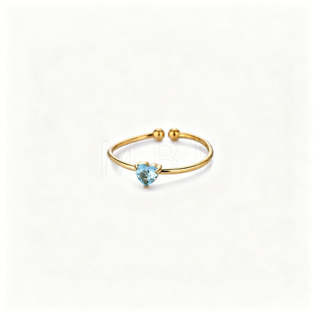 Adjustable Birthstone 304 Stainless Steel Micro Pave Cubic Zirconia Cuff Open Rings WGB2F1D-03-1