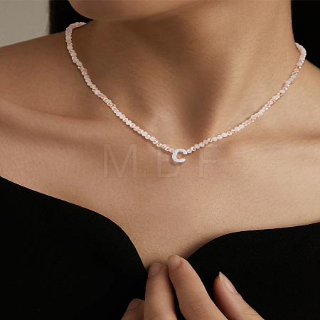 1Pc Glass Rondelle Beaded Necklaces NJEW-LP0007-23C-1