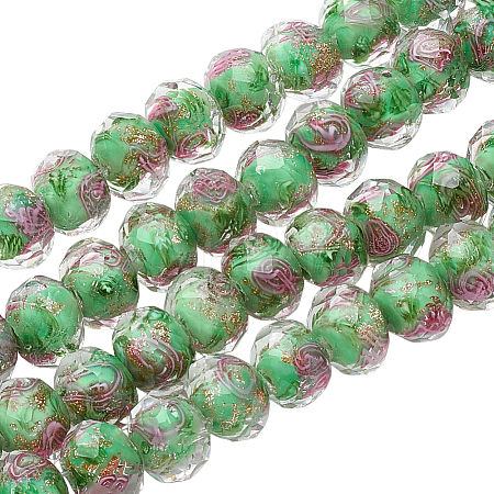 1 Starnd Handmade Gold Sand Lampwork Beads Strands LAMP-PA0001-76B-1