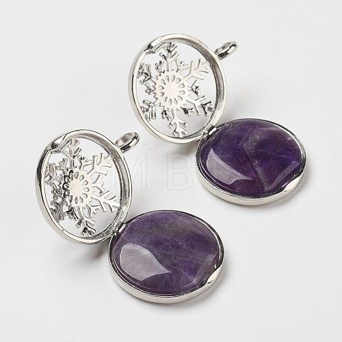 Natural Amethyst Pendants G-G910-E09-1