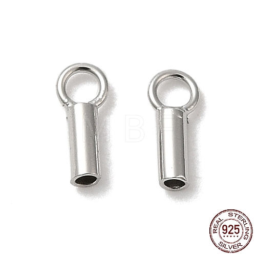 Anti-Tarnish Rhodium Plated 925 Sterling Silver Cord Ends STER-P055-01A-P-1