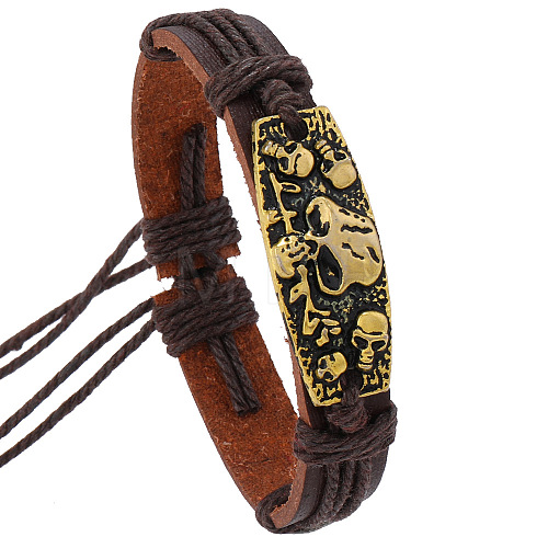 PU Leather Cord Adjustable Bracelets PW-WGE728C-02-1