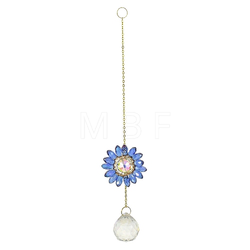 Glass Flower Hanging Suncatchers HJEW-P018-F04-1