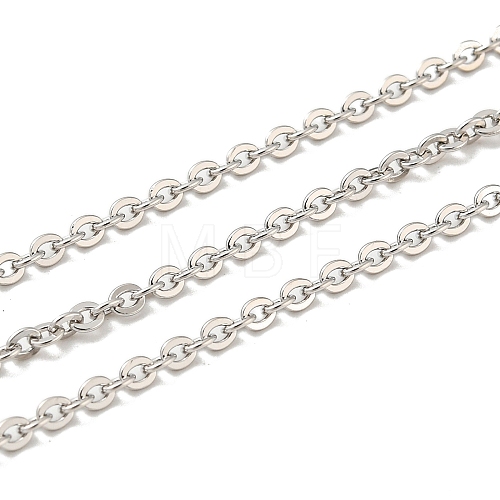 Rhodium Plated 925 Sterling Silver Flat Cable Chains STER-F052-04P-03-1