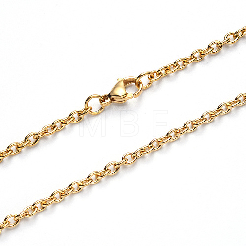 PVD Vacuum Plating 304 Stainless Steel Cable Chain Necklace NJEW-S420-007C-G-1