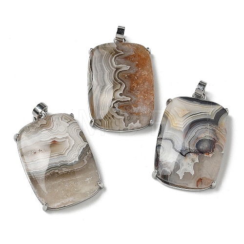 Natural Mexican Agate Pendants G-Z070-01P-01-1