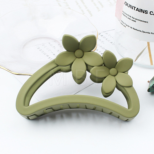 Amber Color Hollow Hair Clip with Matte Half Round Arc Flower. ST8916112-1