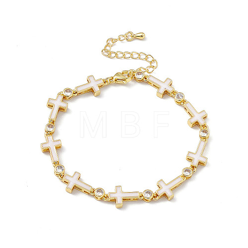 Brass Micro Pave Cubic Zirconia Chain Bracelets BJEW-P288-01G-1