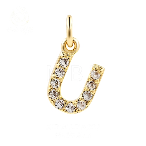 Brass Cubic Zirconia Pendants with Jump Rings FIND-PW0024-09U-1