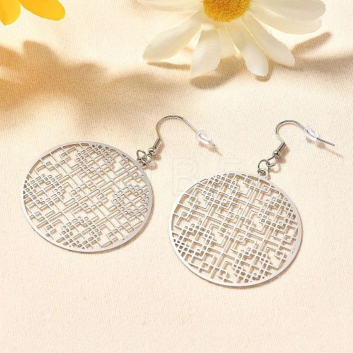 304 Stainless Steel Dangle Earrings EJEW-R015-01P-02-1