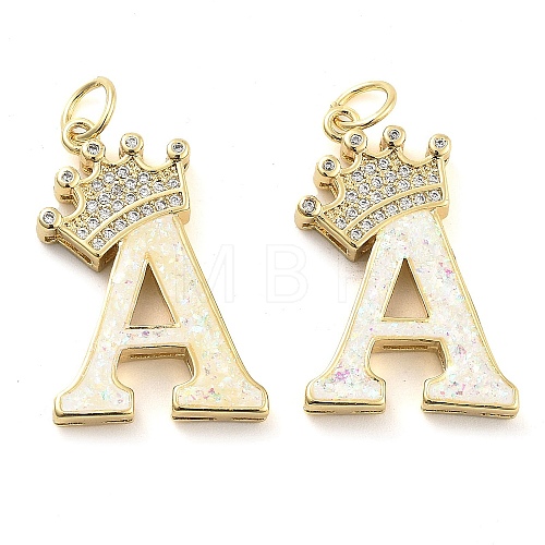 Brass Micro Pave Clear Cubic Zirconia Pendants KK-G498-01A-02-1