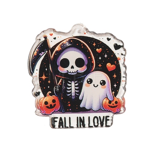 Halloween Theme Opaque Printed Acrylic Pendants SACR-S034-05A-1