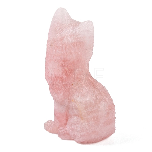 Natural Rose Quartz Carved Fox Figurines Statues for Home Office Desktop Feng Shui Ornament G-Q172-14A-1