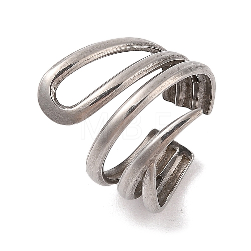 Non-Tarnish Geometric 304 Stainless Steel Cuff Rings for Women RJEW-G322-06P-1