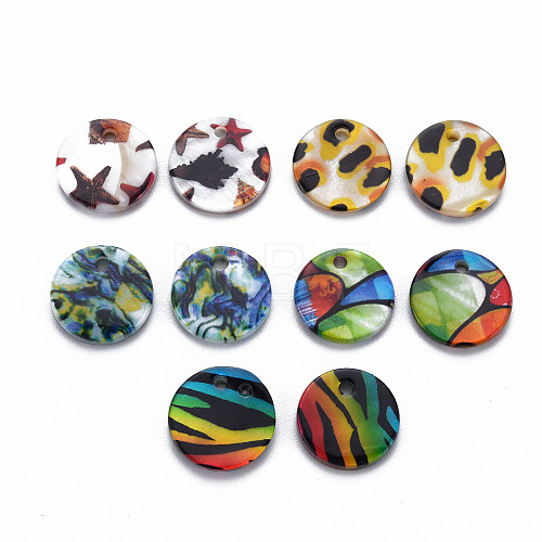 Printed Freshwater Shell Charms SHEL-S276-150-1