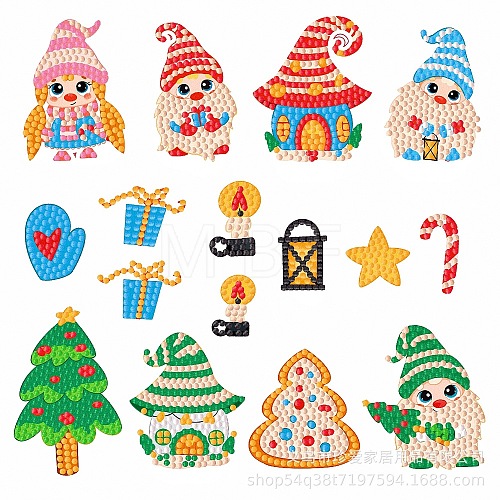 Christmas Theme DIY PVC Diamond Painting Sticker Kit PW-WG29650-03-1