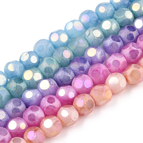Opaque Frosted Glass Beads Strands EGLA-N006-076-1