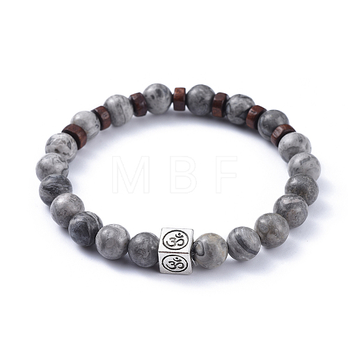 Natural Picasso Jasper Stretch Bracelets BJEW-JB04492-05-1