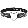 Punk Rock Style Alloy Star Heart Link Imitation Leather Chocker Necklaces NJEW-WH20004-20A-1