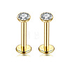 Flat Round Stainless Steel Clear Cubic Zirconia Internally Threaded Labrets WG955BE-06-1