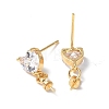 Brass Glass Rhinestone Stud Earrings Findings KK-B063-02G-01-2