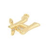 Brass Crystal Rhinestone Letter Links Connector Charms KK-S395-06G-H-2